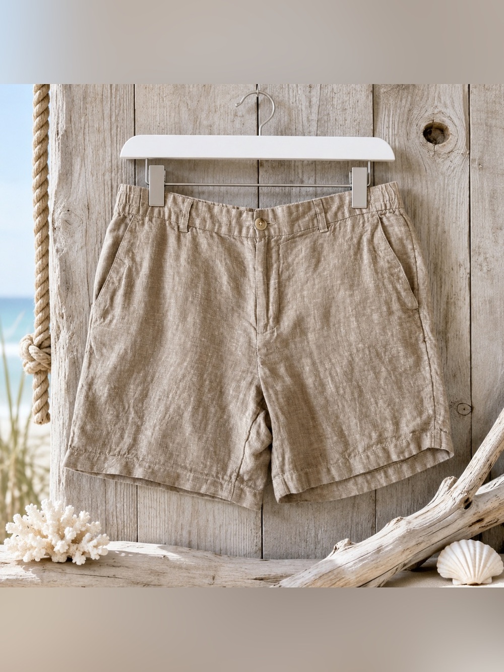 Tommy Bahama 100% Linen Beige Shorts Men’s Large NWOT